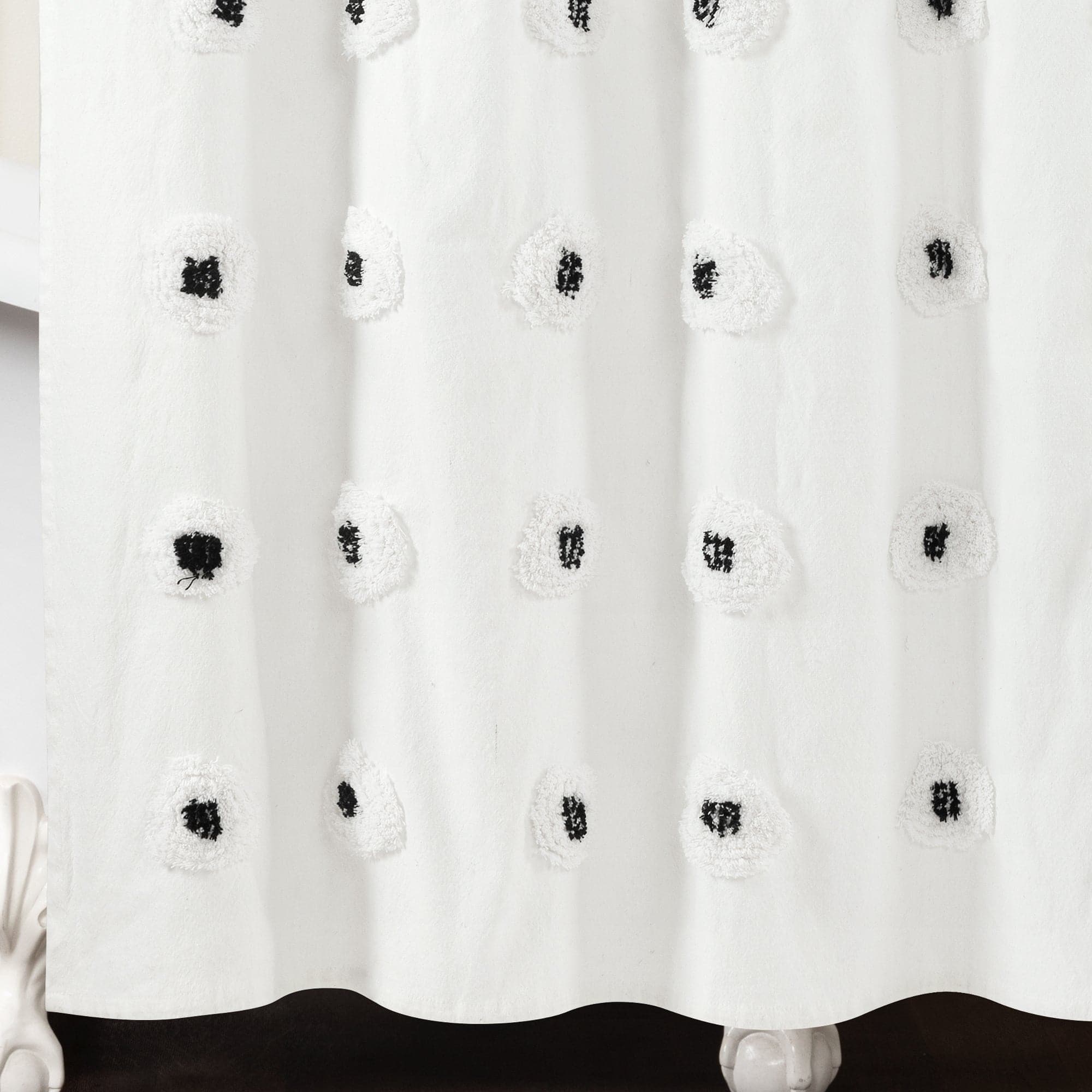 Boho Circle Tufted Yarn Dyed Recycled Cotton Blend Shower Curtain - Waterproof Bathroom Decor for Boho Chic & Farmhouse Style Homes