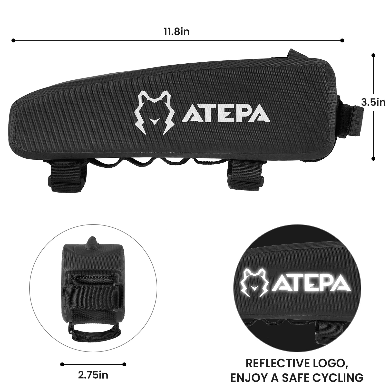 ATEPA 2L Waterproof Bike Frame Bag - Top Tube Bicycle Bag for Mountain & Road Bikes - Large Capacity Under Seat Saddle Pouch - Perfect for Cycling, Commuting & Outdoor Adventures
