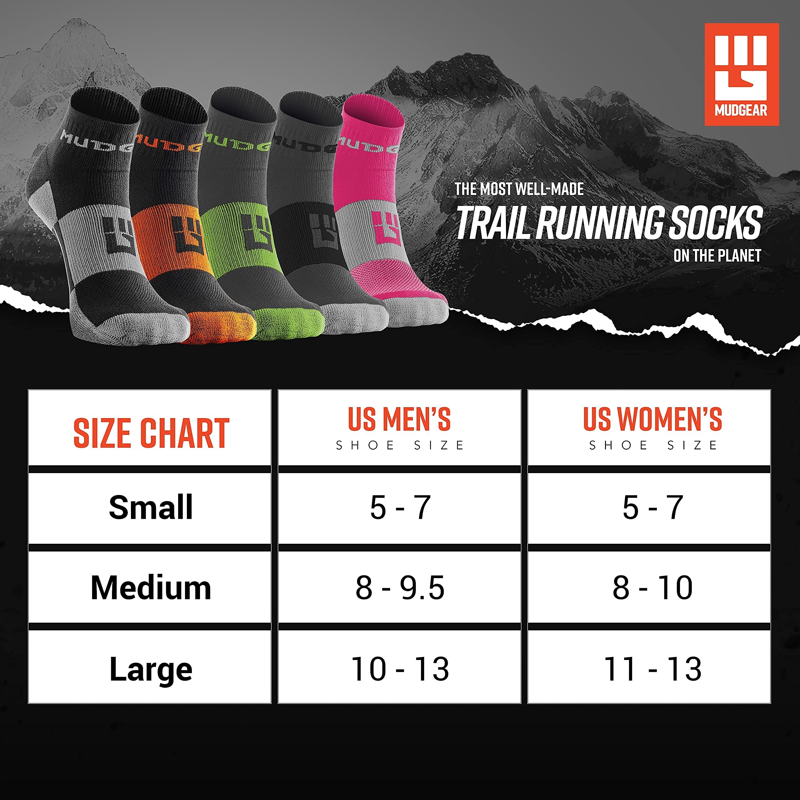 Premium Trail Running Socks Bundle - 1 Pair Tall Compression Socks + 2 Pairs Quarter Length Socks for Men & Women (Black/Orange, Large) - Perfect for Hiking, Marathon & Outdoor Sports