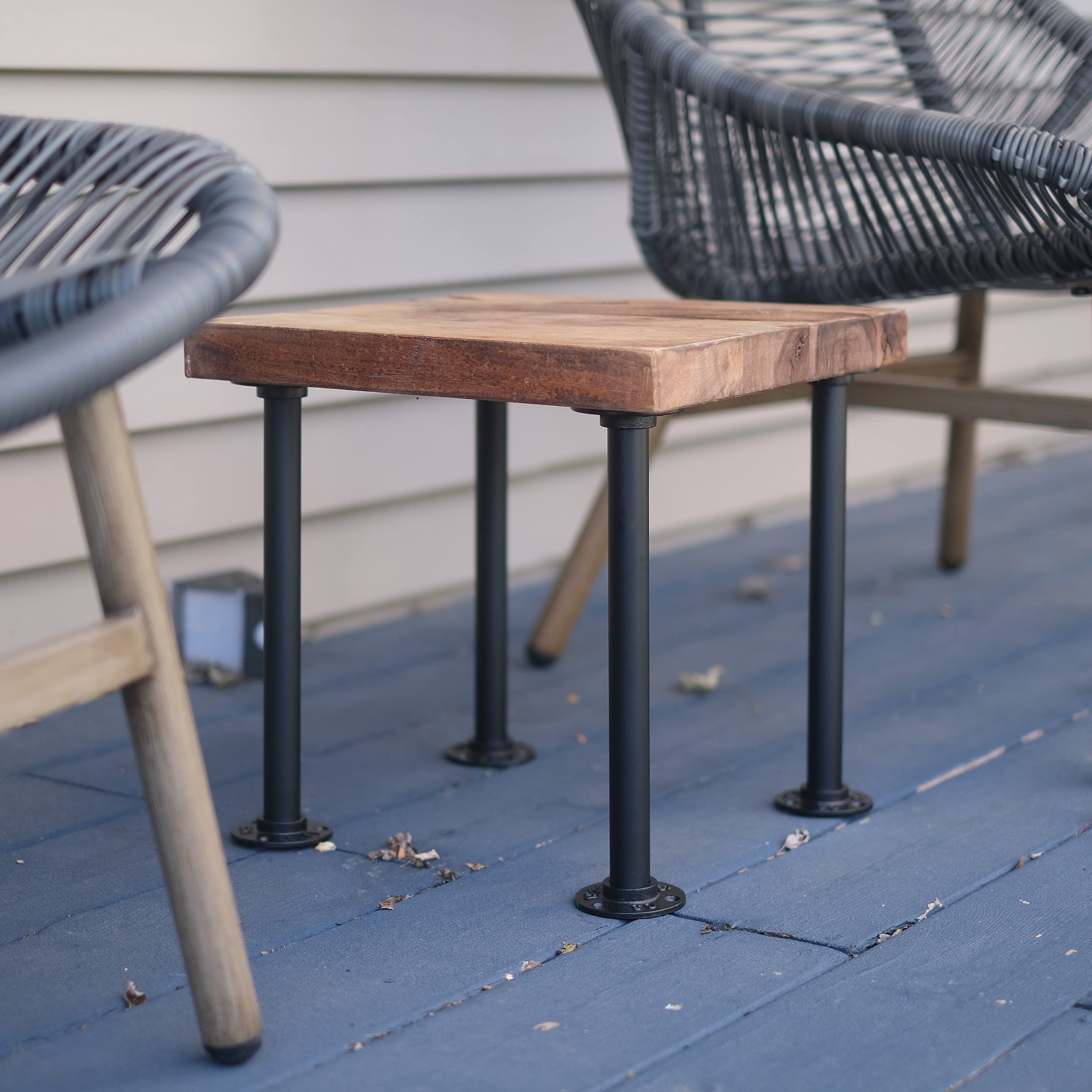 7Penn 12in Black Metal Table Legs - Vintage Industrial Pipe Legs for Coffee Tables & Benches