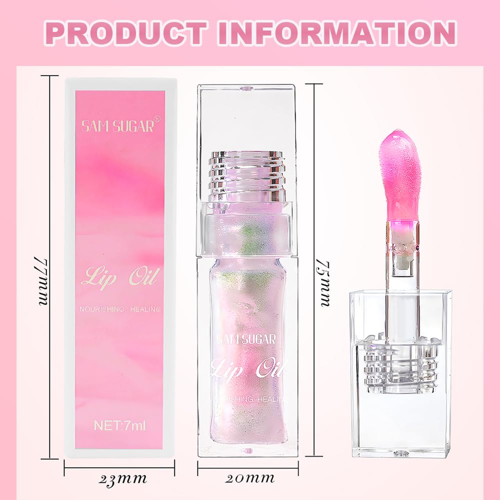 Magic Color Changing Lip Oil - Hydrating Warm Tint Lip Gloss with Big Brush, Long Lasting Shimmery Finish for Moisturized Lips | Perfect for Daily Wear, Date Nights & Special Occasions