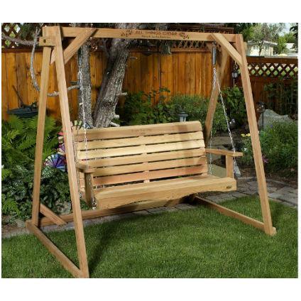 Premium Red Cedar A-Frame Porch Swing Stand - Heavy Duty & Weather Resistant for Outdoor Relaxation in Gardens, Patios, and Backyards