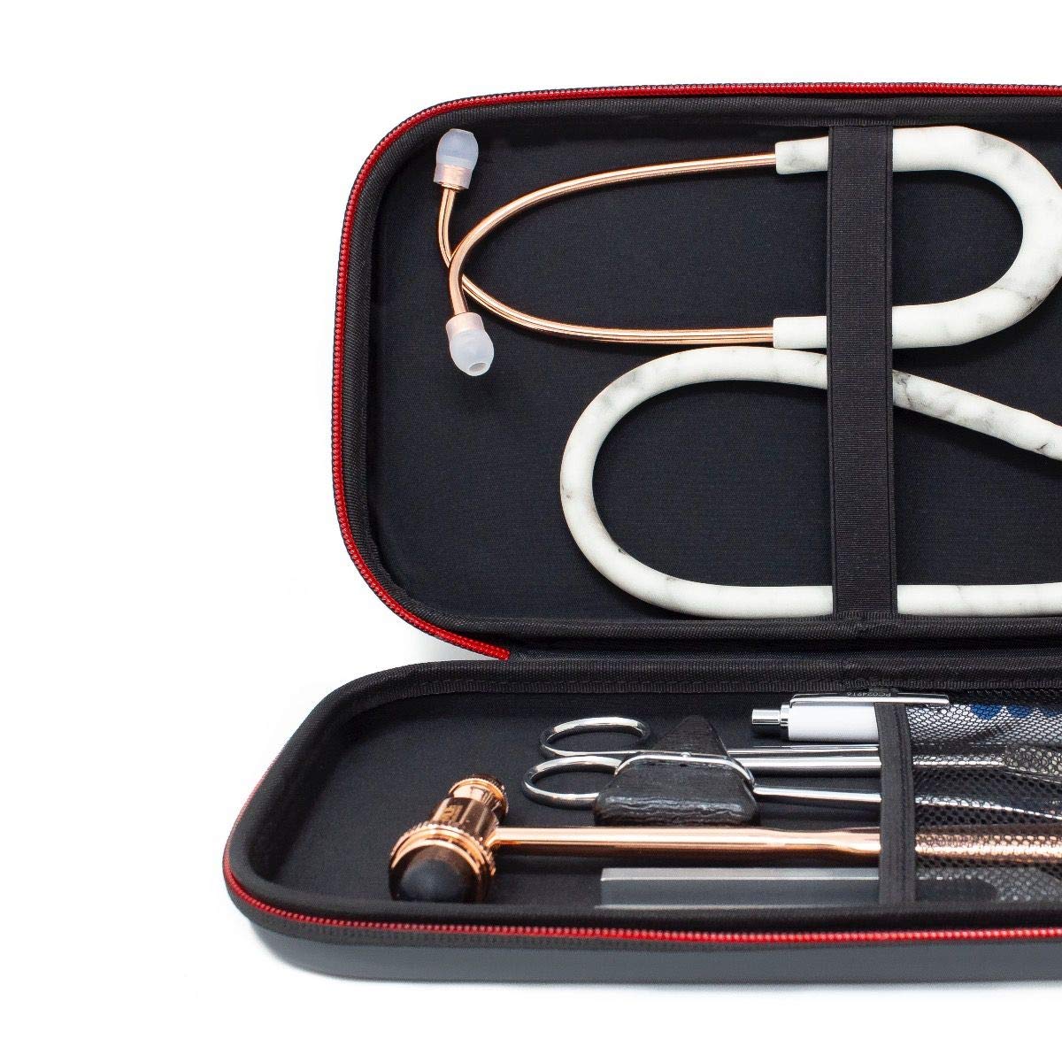 MDF Instruments Hard Travel Carrying Case with Mesh Pocket - Medium Size Medical Organizer for Stethoscopes, Reflex Hammers & Sphygmomanometers | Fits MD One & Acoustica Models | Perfect for Doctors, Nurses & Healthcare Professionals (MDFSCM12) | Ideal for Hospital Rounds, Home Visits & Medical Travel