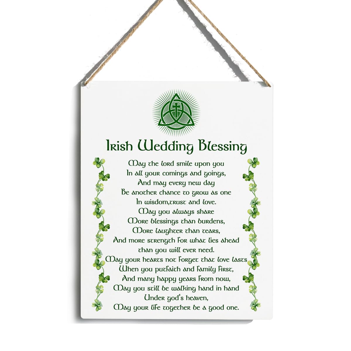 St. Patrick's Day Wood Wall Decor - Irish Wedding Blessing Sign, Rustic Farmhouse Home Decor (10x8 Inches) - Perfect for Living Room, Kitchen & Irish-Themed Parties
