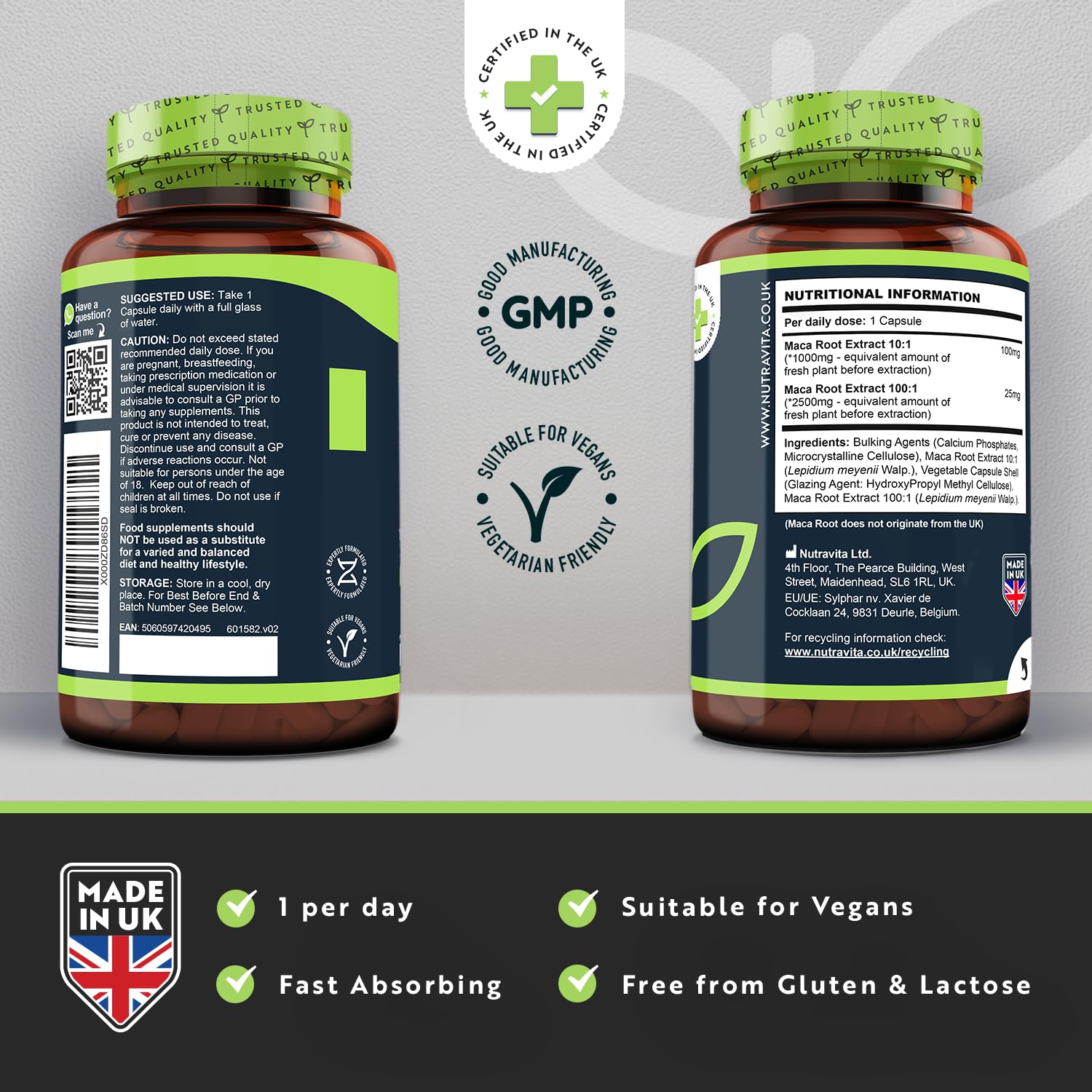 Nutravita Maca Root Capsules 3500mg – 180 Vegan Pills for Energy & Vitality – High Potency Maca Root Extract Supplement – 6 Month Supply – Made in UK – Supports Stamina, Hormone Balance & Stress Relief – Perfect for Athletes, Busy Professionals & Menopause Support
