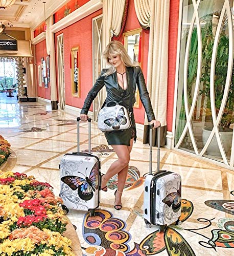 World Traveler Butterfly Luggage 4-Piece Set - Lightweight Spinner Suitcases with TSA Lock for Women & Teens - Perfect for Family Vacations, Business Trips & International Travel