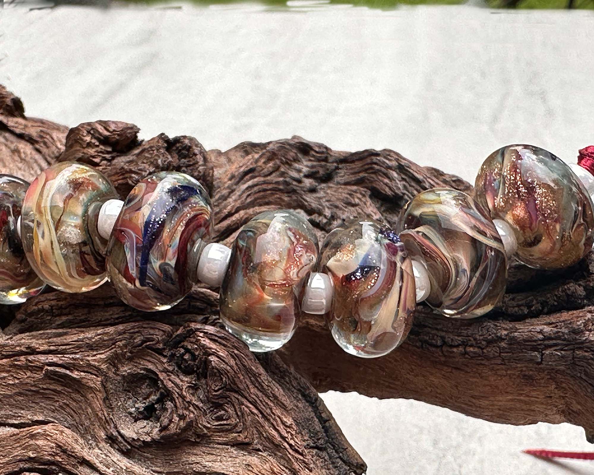 13-Piece Brown & Multicolor Lampwork Glass Beads Set for Jewelry Making - DIY Bracelets, Necklaces & Craft Projects (SRA)