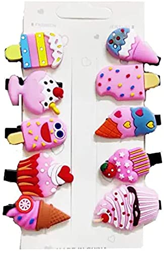 FAMEZA 10-Piece Multicolor Ice Cream Hair Clips for Babies & Kids - Perfect for Hair Styling, Parties, and Everyday Accessories
