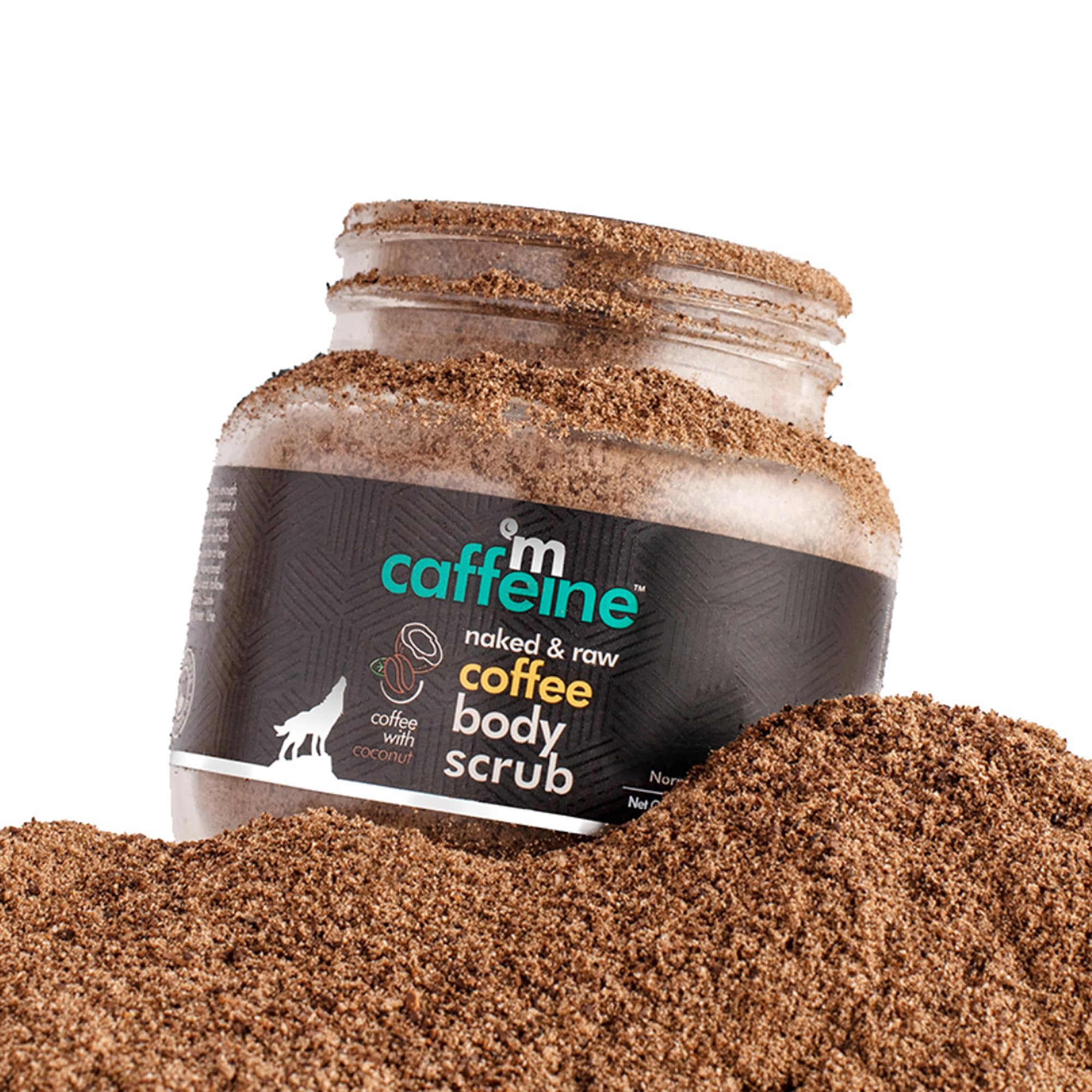 mCaffeine Naked & Raw Coffee Body Scrub & Wash - Exfoliates Skin, Treats Ingrown Hair & Softens Skin - Coconut Scent for Normal to Oily Skin - 100g - Perfect for Shower & Spa Day Self-Care