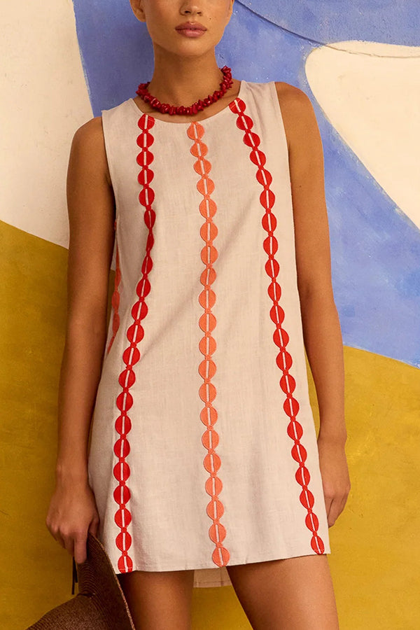 Stylish Printed Round Neck Sleeveless Casual Mini Dress - Perfect for Summer Outings, Beach Vacations & Date Nights
