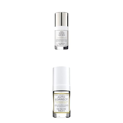 Good Genes All-In-One Lactic Acid Treatment Face Serum 0.5oz + Auto Correct Brightening Eye Cream Bundle - Brightens, Exfoliates & Reduces Puffiness - Perfect for Daily Skincare Routine & Anti-Aging Regimen