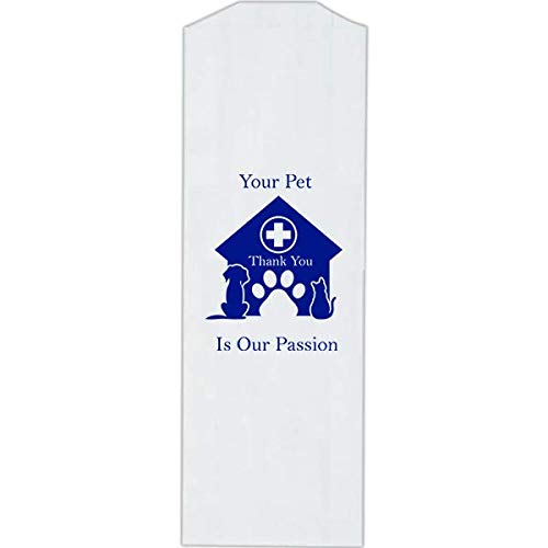 Veterinary Prescription Bags with 'We Love Your Pets' Logo - Dog & Cat Print Paper Pharmacy Bags for Rx Medications - Made in USA (100 Count, Large 5x2x10 Inches) - Perfect for Vet Clinics, Pet Hospitals & Animal Pharmacies