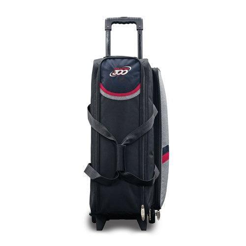 Columbia 300 Boss Triple Roller Grey Red Bowling Bag - Premium 3-Ball Rolling Bowling Tote for League & Tournament Players - Perfect for Travel & Practice Sessions