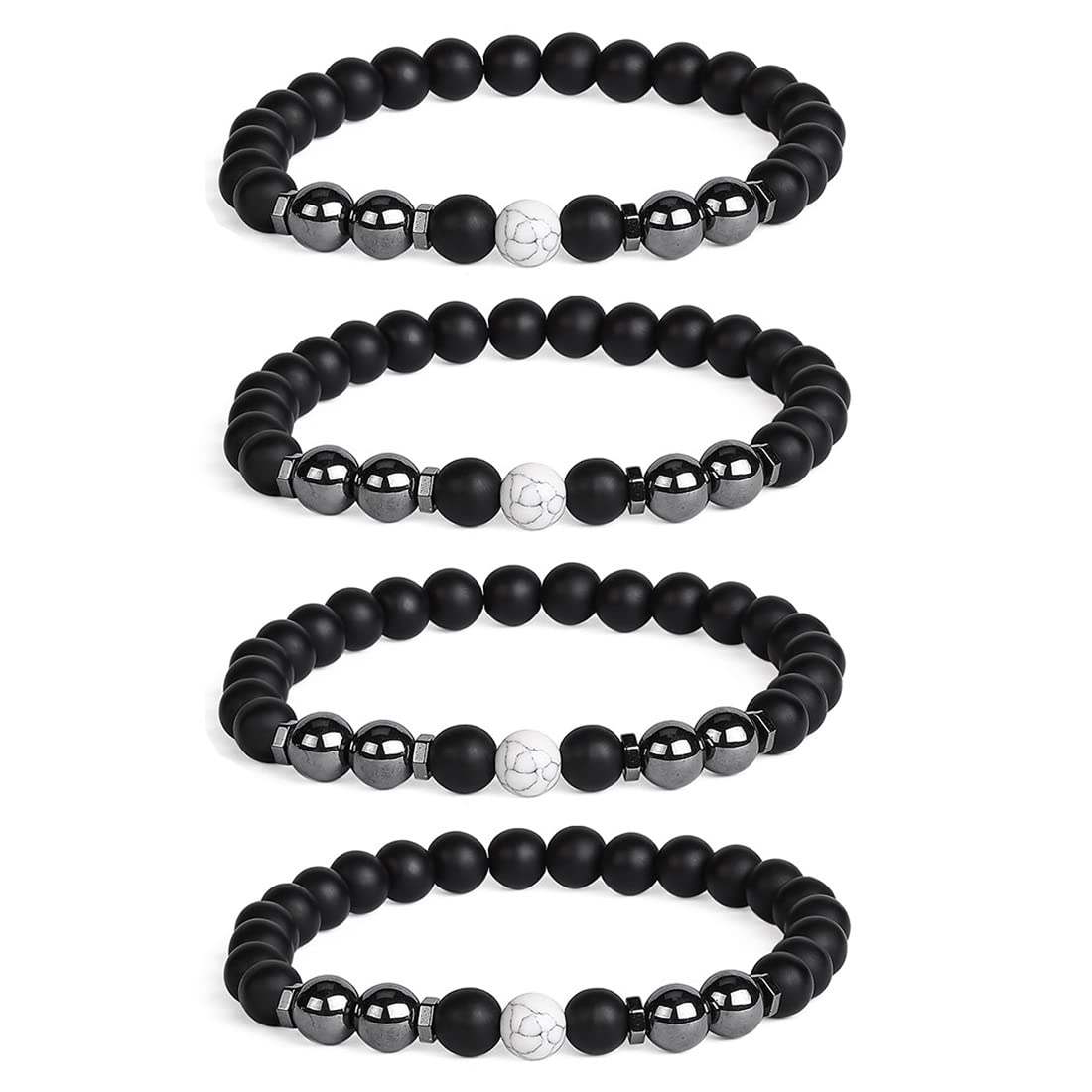 4PCS Black Obsidian Anklet & Bracelet Set - Anti-Swelling, Lymphatic Drainage, Anxiety Relief for Women & Men - Perfect for Yoga, Meditation & Stress Relief