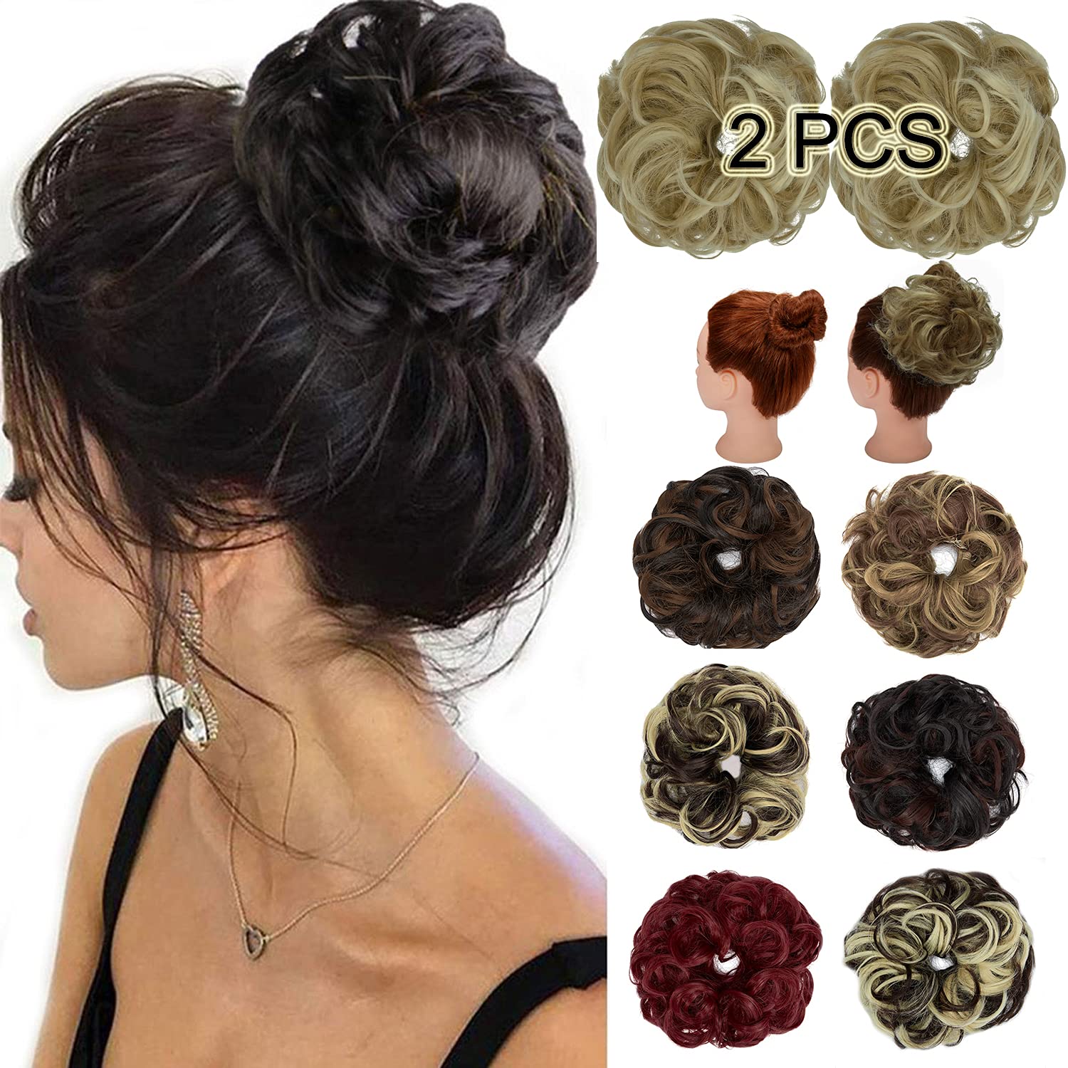 Messy Bun Hair Extensions - Thick Updo Scrunchies 2PCS for Ponytail & Hairstyles