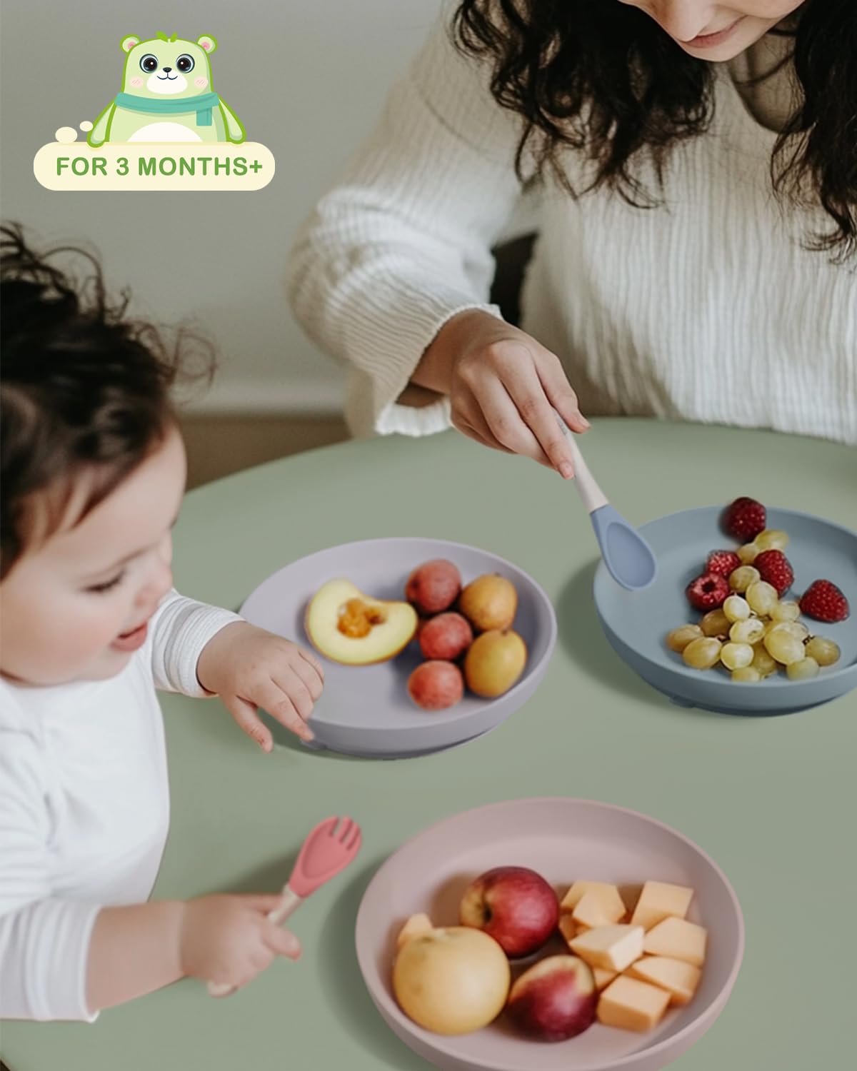 BPA-Free Silicone Suction Plates for Toddlers & Kids (3-Pack) - Non-Slip Baby Dishes with Strong Suction, Microwave & Dishwasher Safe - Perfect for Mealtime, Snacks, and On-the-Go Feeding