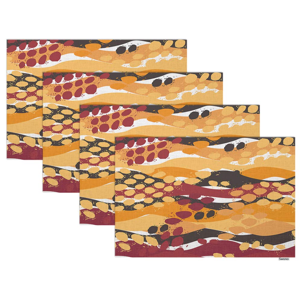 Swono Wave Placemat Set of 4 - Waterproof & Oilproof African Pattern Table Mats 12