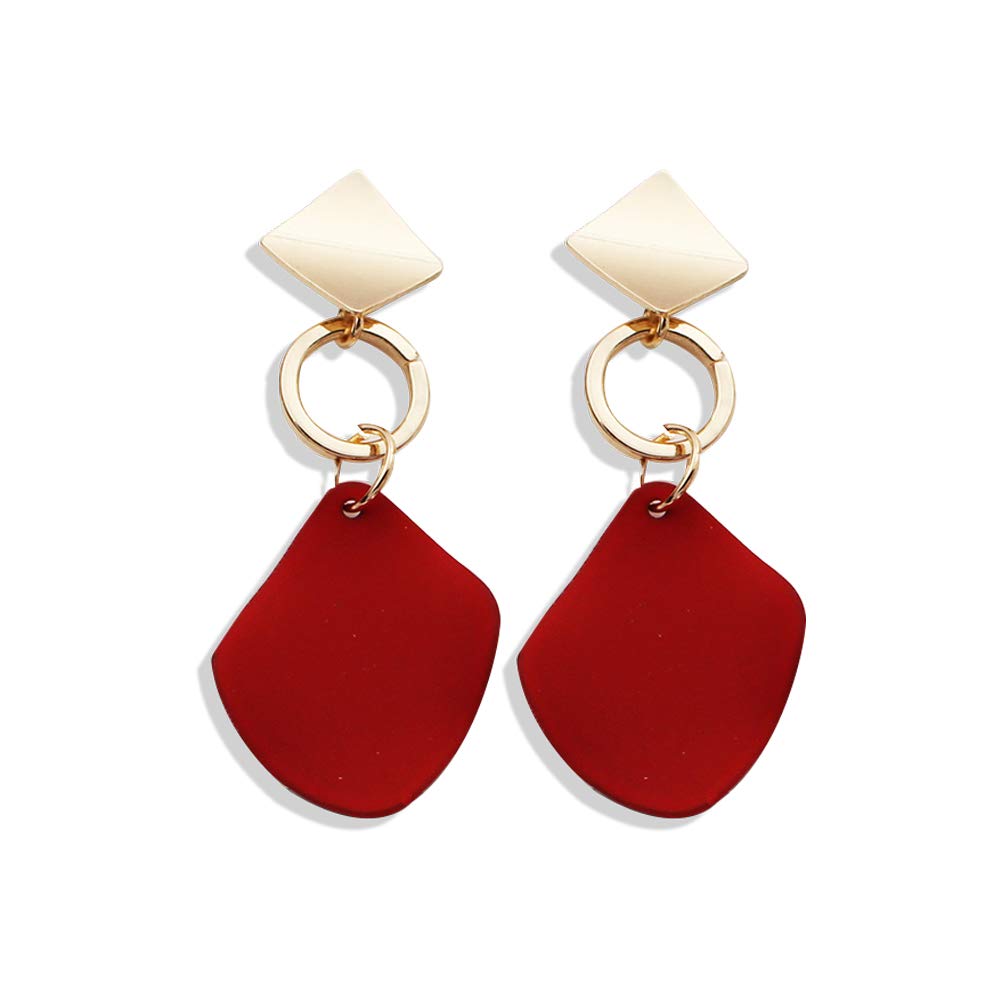 2 Pairs Women's Fashion Geometric Square Drop Stud Earrings Hypoallergenic Party Jewelry Gift Set - Red | Perfect for Evening Parties, Weddings & Special Occasions