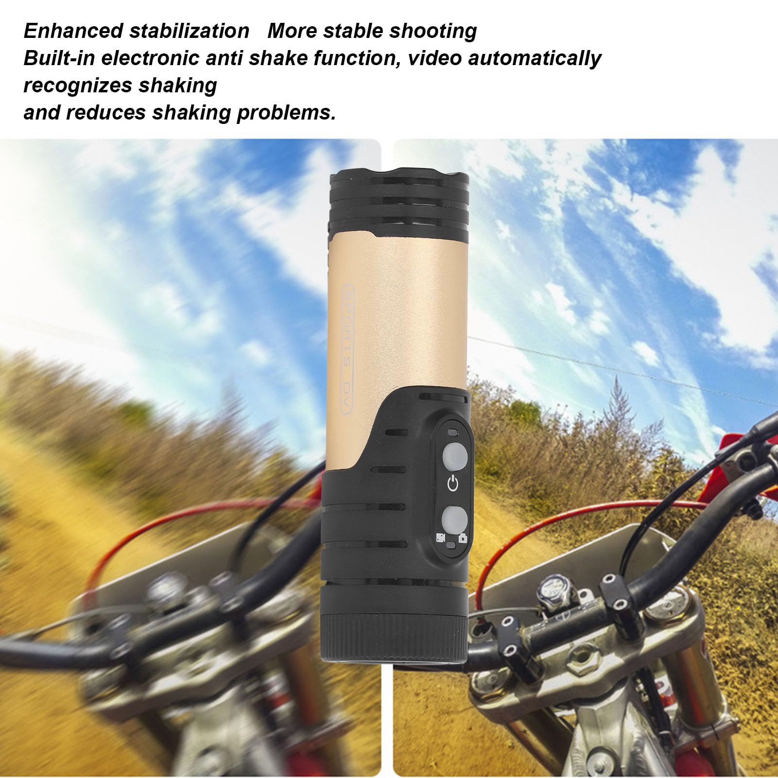 4K Waterproof Motorcycle Helmet Camera - 120° Wide Angle Action Cam with Wireless App Control, Anti-Shake & H.265 Support for Bike Riding, Motocross & Outdoor Adventures (Gold)