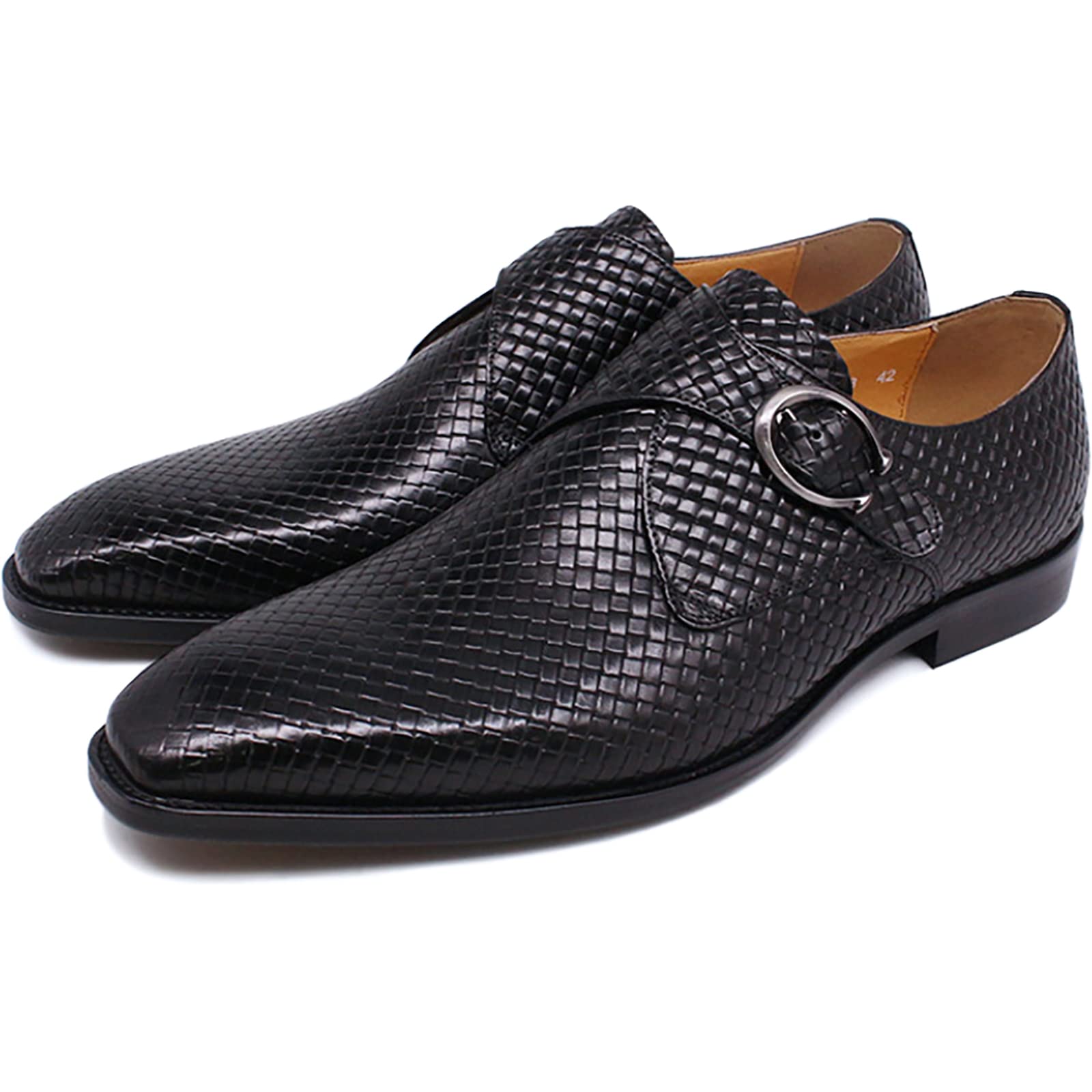 Men's Genuine Leather Loafers - Comfortable Slip-On Monk Shoes for Wedding, Office & Formal Occasions | Classic Oxford Dress Shoes in Black (Size 41) | Perfect for Business Meetings, Date Nights & Special Events