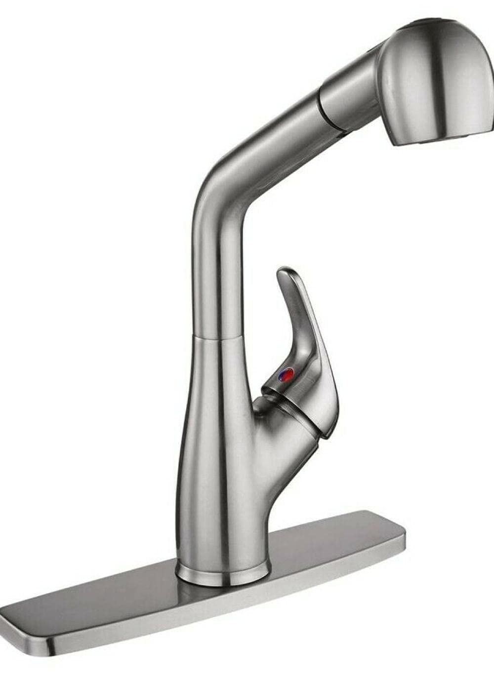 Brushed Nickel Pull Down Kitchen Sink Faucet - Modern High Arc Sprayer for Washing Dishes & Food Prep