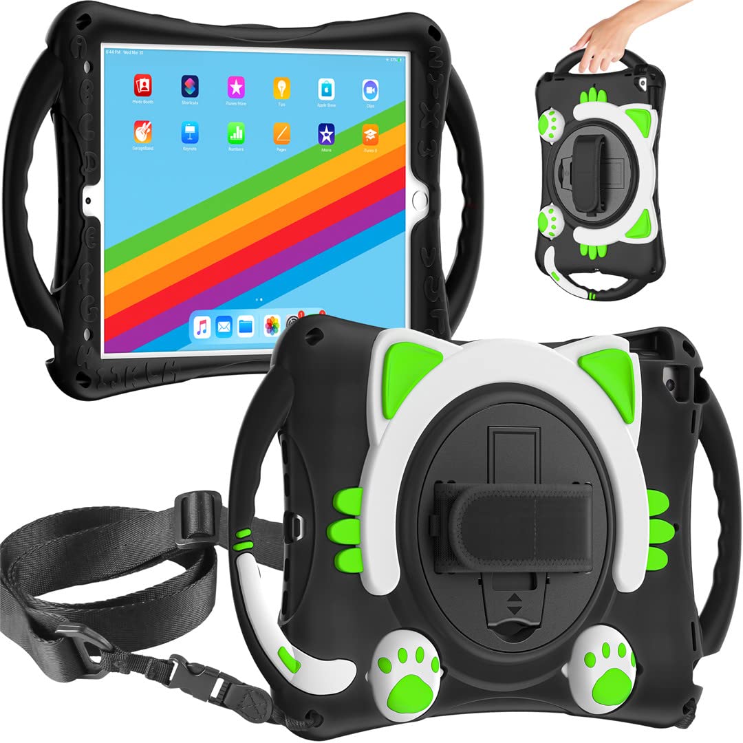 Shockproof Kids iPad Case with Stand & Handle Strap - Compatible with iPad 9/8/7th Gen 10.2