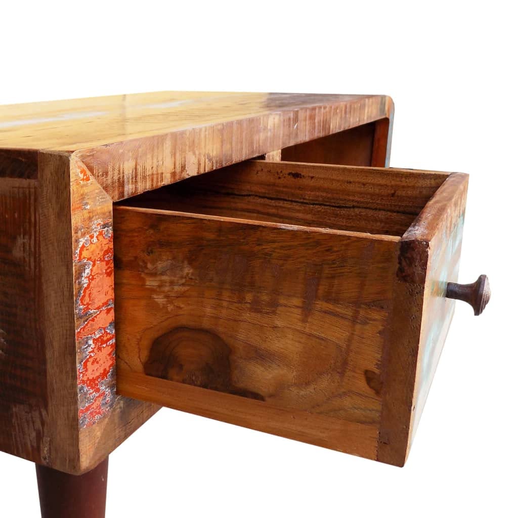 Rustic Reclaimed Wood Coffee Table with Curved Edge & Drawer - Perfect for Living Room, Lounge, and Cozy Home Decor