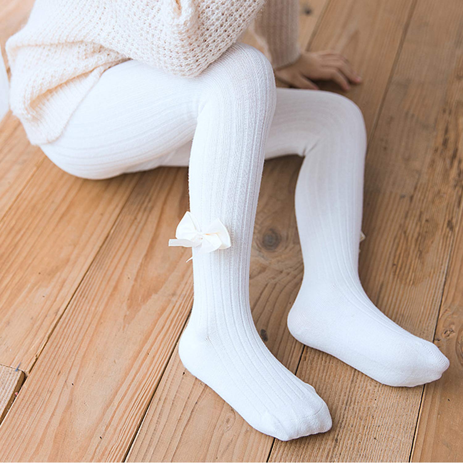 Evelin LEE 3 Pack Girls Knit Tights Leggings with Bowknot - Warm Winter Pantyhose Stockings for Toddlers 1-5 Years - Perfect for School, Playdates & Cold Weather Outfits