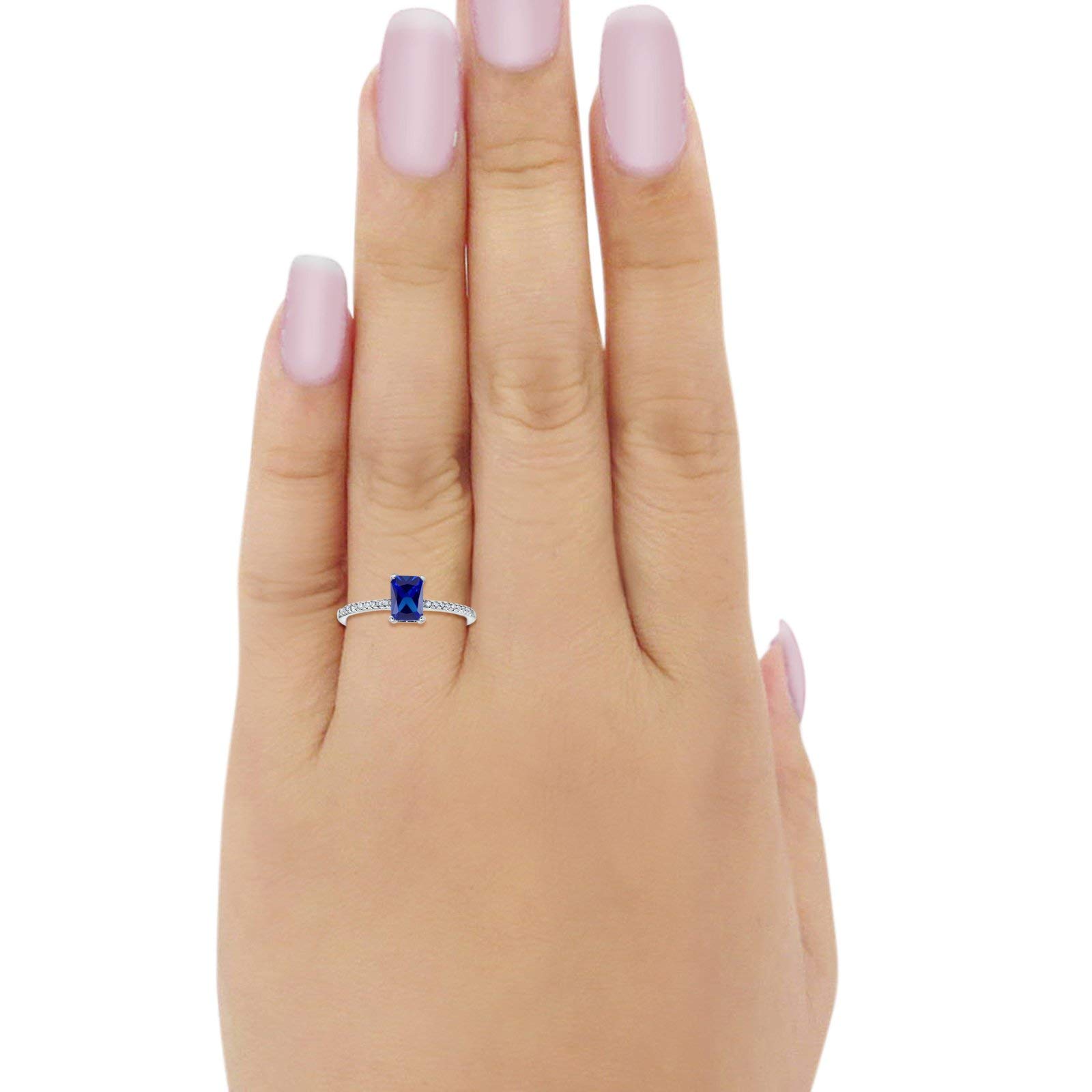 Blue Apple Co. Art Deco Radiant Cut Wedding Engagement Ring - 925 Sterling Silver Round Cubic Zirconia for Women - Perfect for Proposals, Anniversaries & Special Occasions