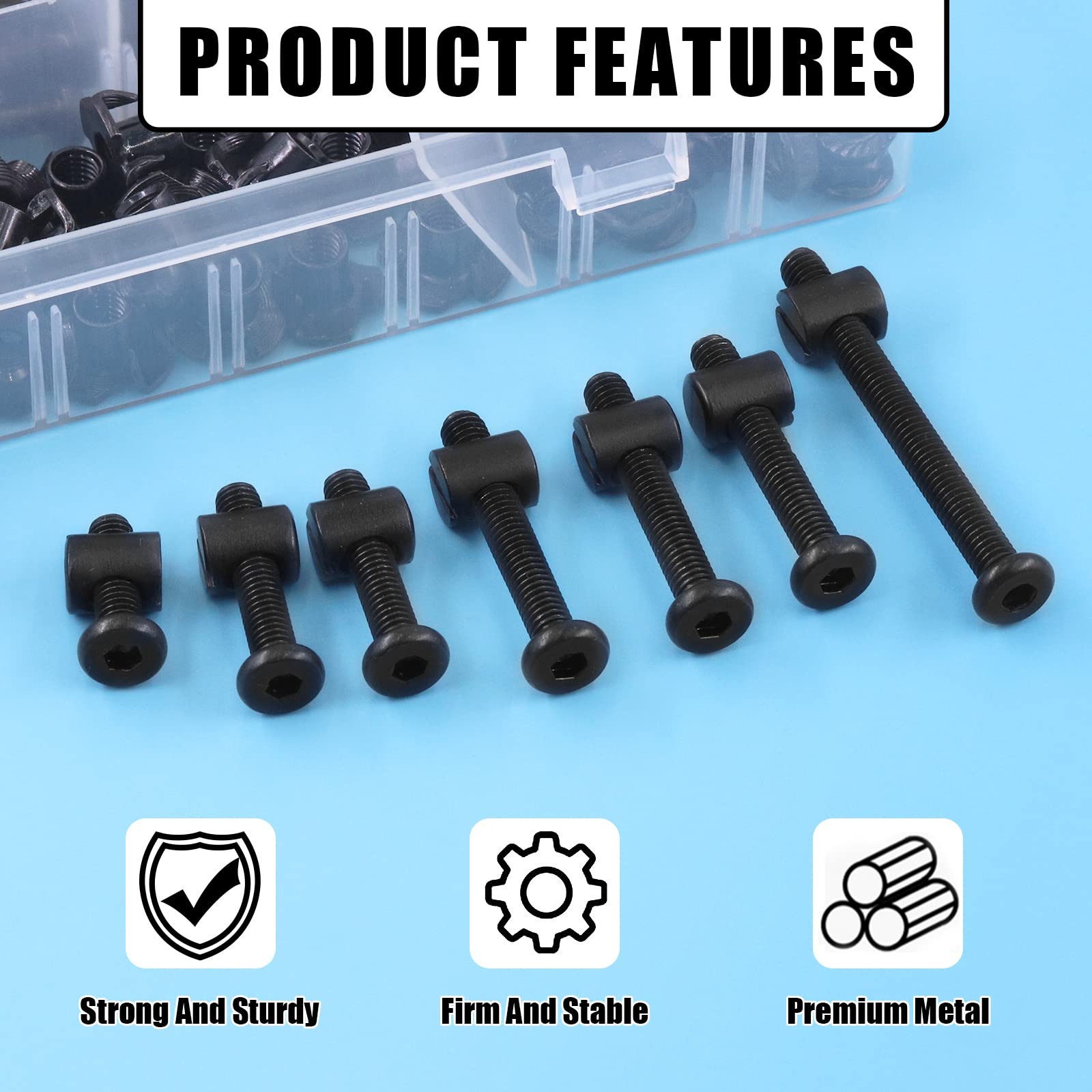 Glarks M6x20-80mm Baby Crib Screws Kit with Nuts & Allen Wrench for Wood Furniture Assembly