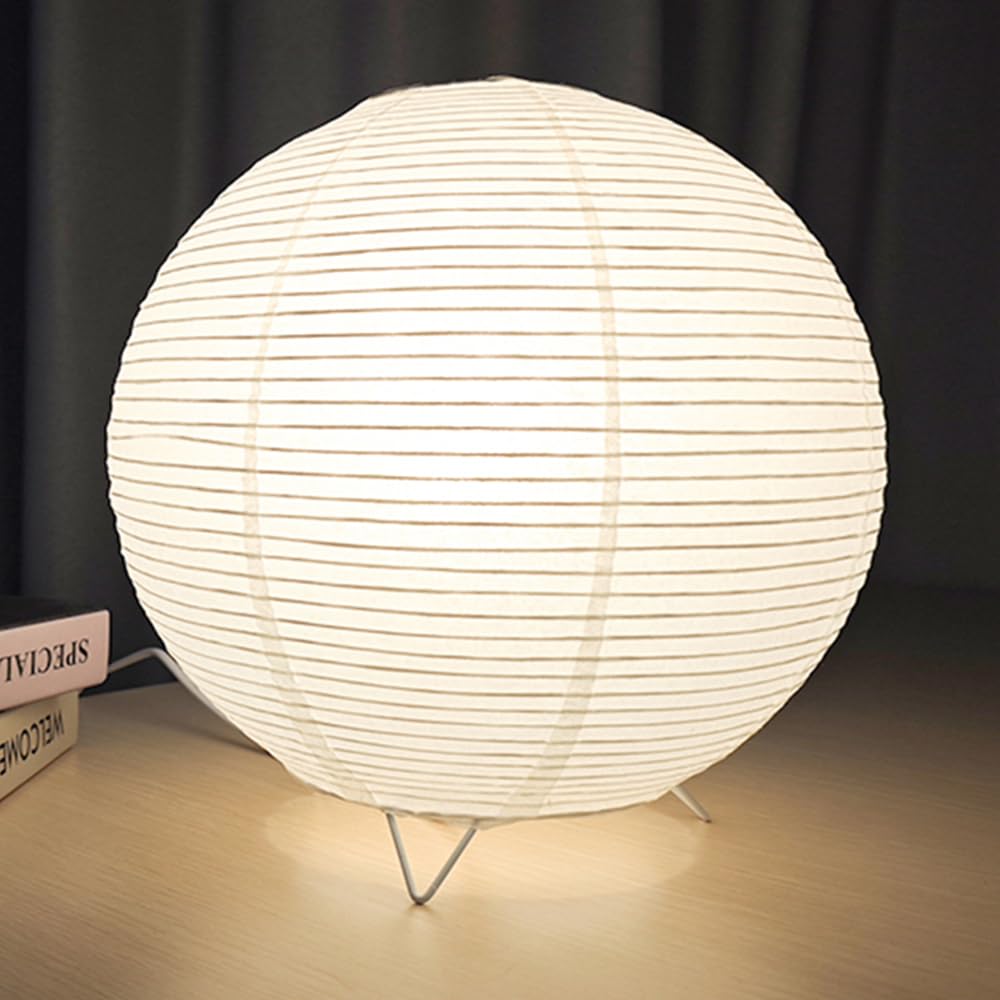 Archi Table Lamp - Modern Standing Lamp with Rice Paper Shade for Bedroom & Living Room Decor - Elegant Ball Design for Cozy Ambiance | Perfect for Nightstands, Reading Nooks and Home Office Lighting
