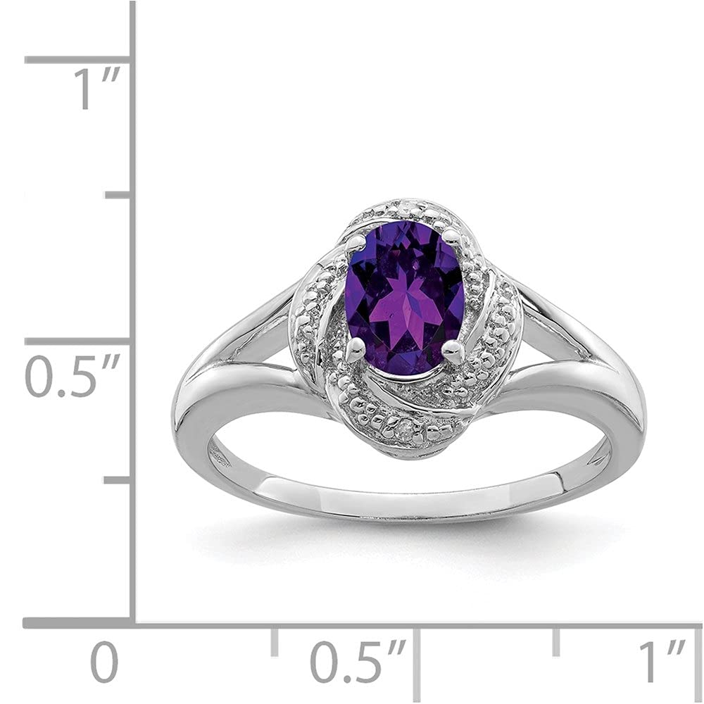 0.76ct Oval Cut Amethyst & Diamond Engagement Ring for Women - 14K White Gold Wedding Band, Anniversary Gift, Promise Ring for Her - Perfect for Proposals, Valentines Day & Special Occasions