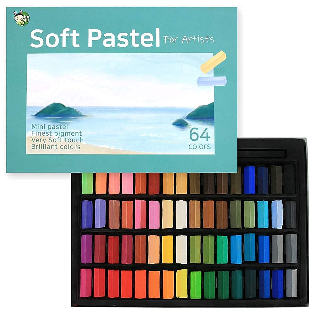HA SHI Soft Chalk Short Pastels - 64 Vibrant Colors with Pastel Holder | Perfect for Artists, Sketching & Outdoor Drawing
