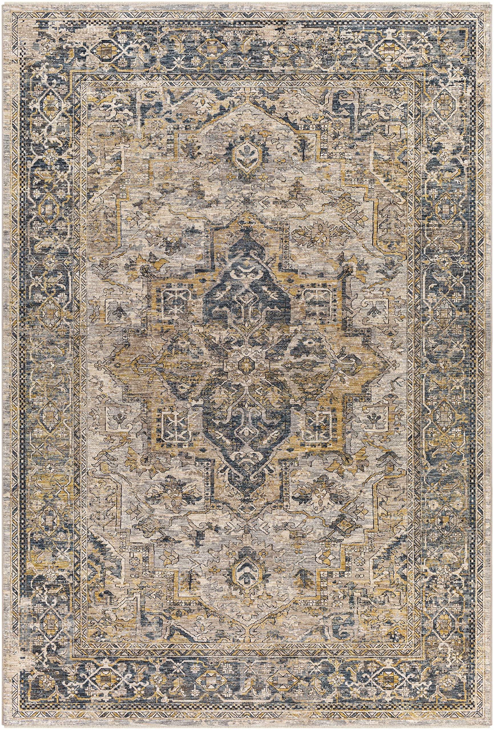 Traditional Hauteloom Lampitak Area Rug - Black, Gray, Beige - 6'7