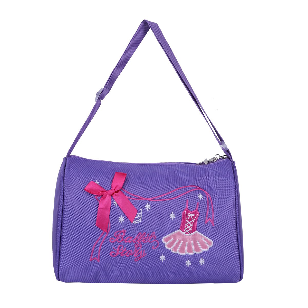 Freebily Girls Ballet Dance Bag - Pink Zippered Duffel Shoulder Handbag for Kids Ballerina Class, Recital & Practice - Perfect for Dance School, Gym & Travel