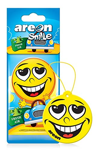 AREON Smile I Emoji Design Hanging Car Air Freshener - 12 Pack Fresh Scent - Perfect for Cars, Trucks & Vehicles to Eliminate Odors & Freshen Air
