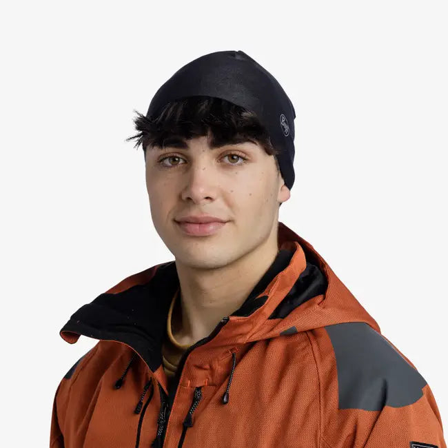 BUFF ThermoNet Beanie for Men & Women - Solid Black Winter Hat for Cold Weather - Warm Fleece Lined Skull Cap for Outdoor Activities, Skiing, Hiking, and Running
