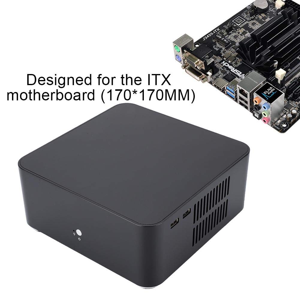 L80 Mini-ITX PC Gaming Case - Compact Aluminum Computer Case for ITX Motherboard (170x170mm) | HTPC & Gaming Builds | Black with USB 2.0 | Perfect for Small Spaces & Home Theater Setups