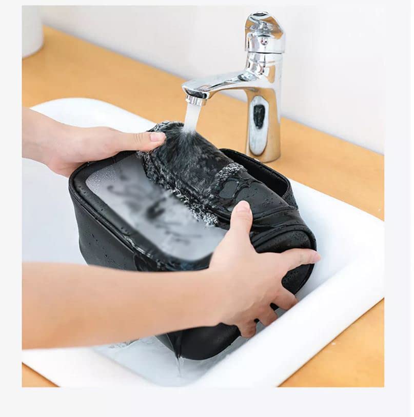 VALAMJI Large Waterproof PVC Cosmetic Bag with Hook - Multi-Functional Travel Toiletry Organizer for Women & Men - Portable Makeup Pouch for Bathroom, Gym, Beach & Vacation (1PC, Black)