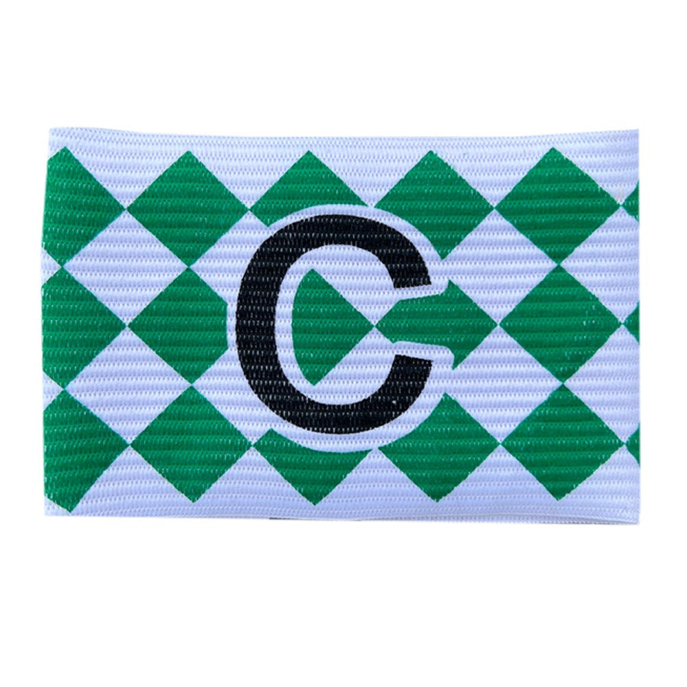 Captain's Senior Soccer Armband with Diamond Design - White & Green - Perfect for Team Captains, Referees, and Sports Events