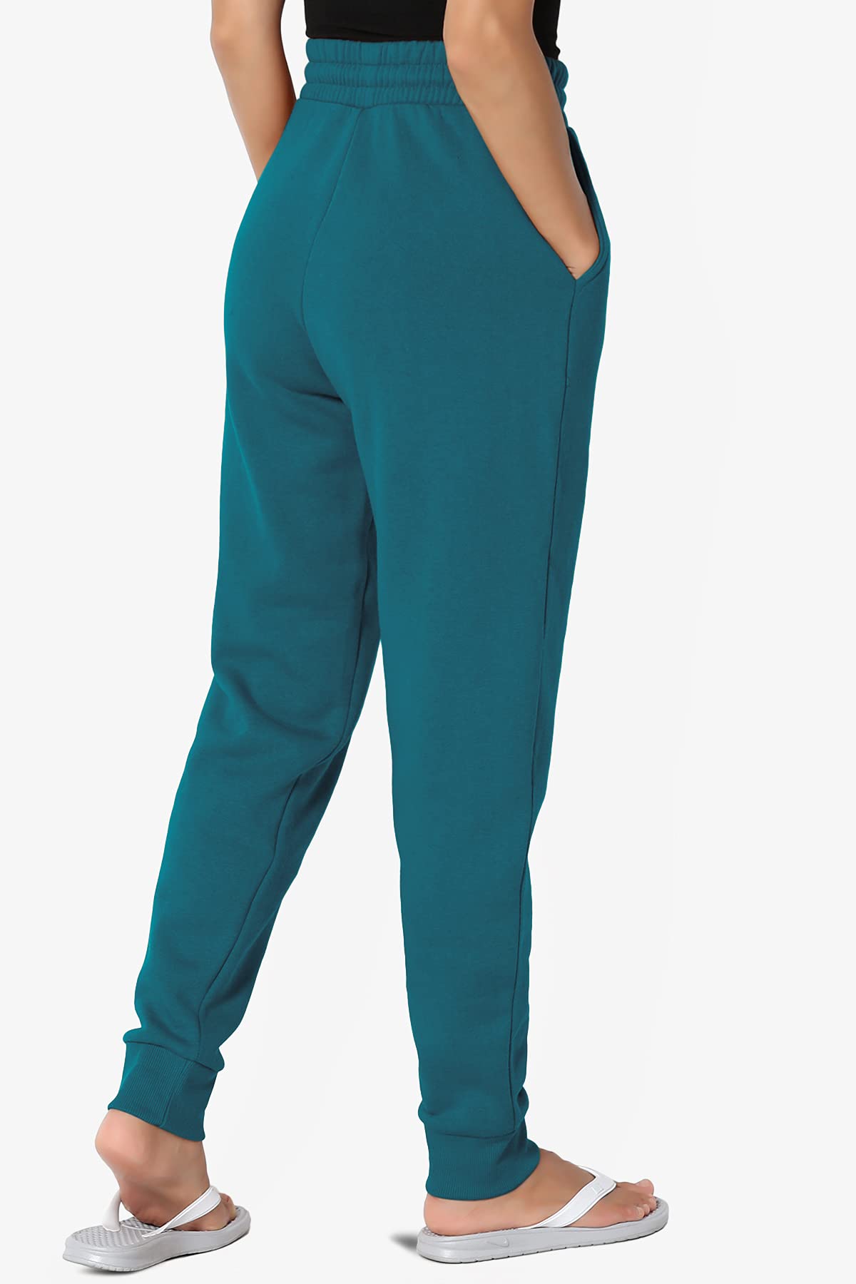 TheMogan Active Lounge Comfy Cotton Blend Drawstring Waist Jogger Sweat Pants for Women - Soft Casual Yoga Pants with Pockets for Running, Travel & Home Relaxation