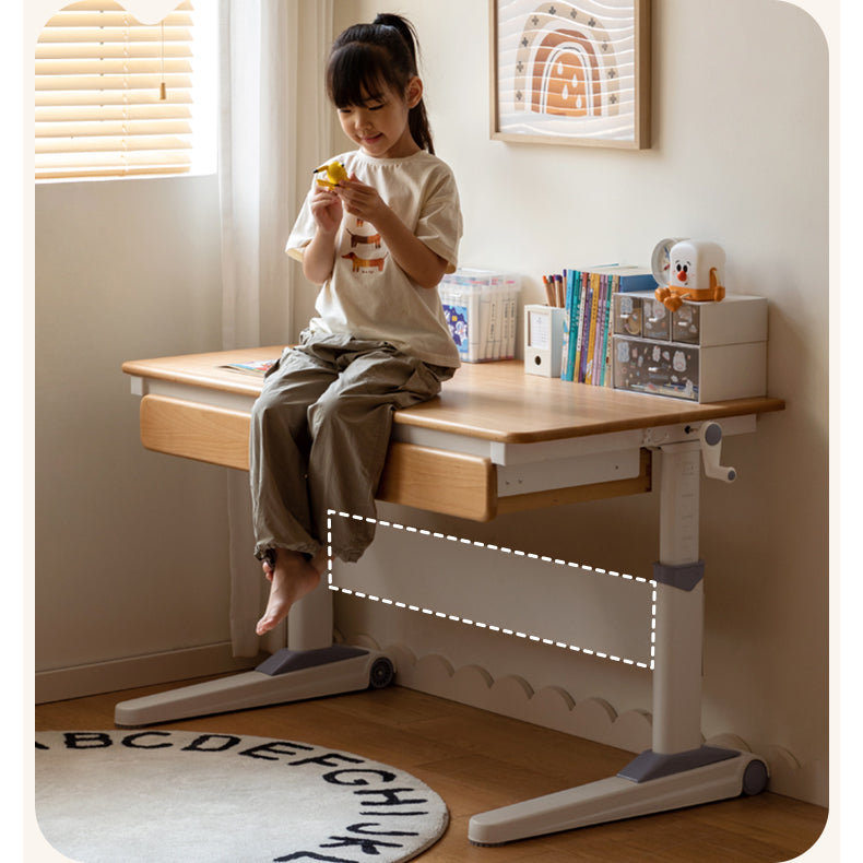 Solid Beech Wood Adjustable Lift Study Desk - Perfect for Home Office, Reading & Writing Workspace