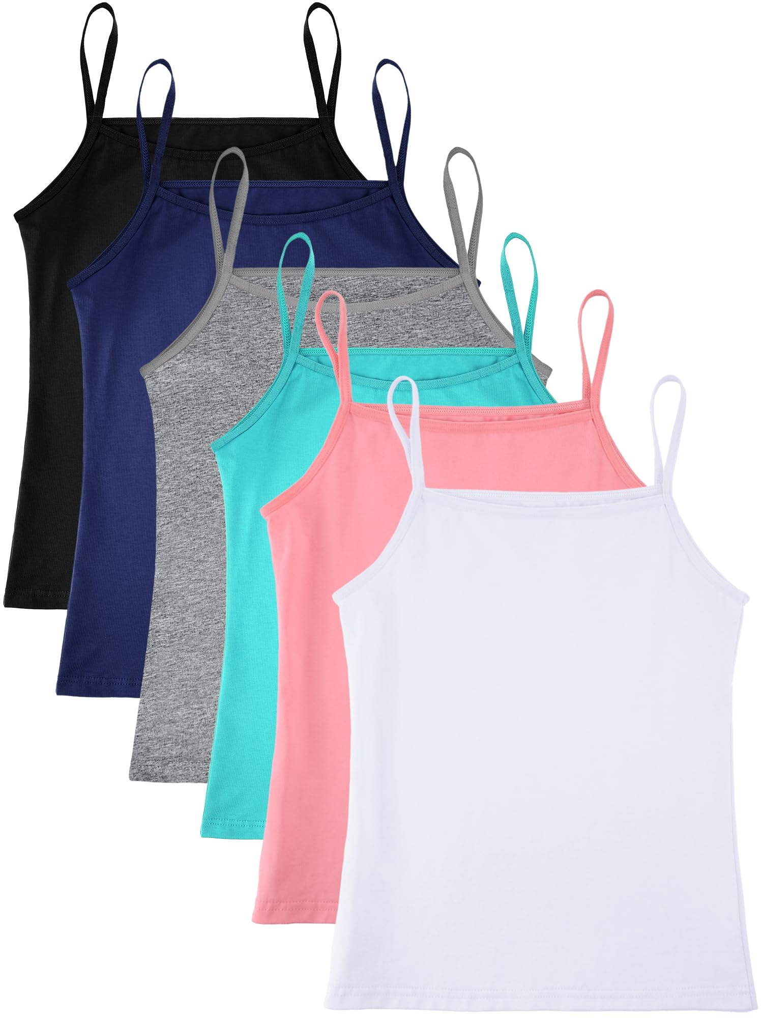 Geyoga 6 Pack Girls Dance Tank Tops - Racerback Crop Tops for Ballet, Gymnastics & Dance | Breathable Sleeveless Performance Wear for Kids & Teens | Perfect for Dance Class, Recitals & Practice