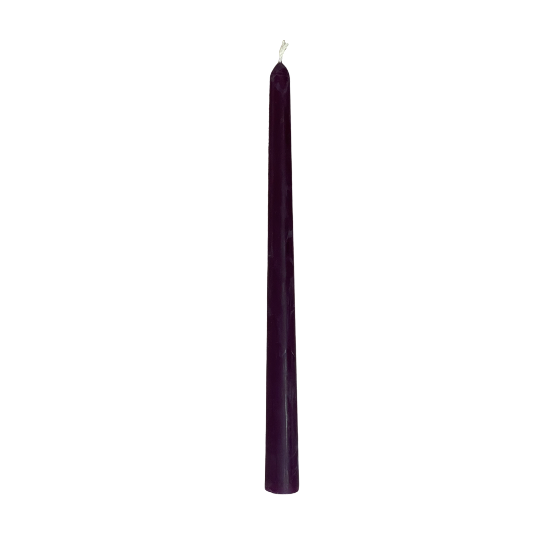 Natural Beeswax Taper Candles - Set of 10 Purple Hand-Dipped Candles for Dinner Parties, Weddings & Home Decor