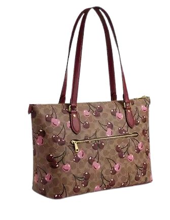 Coach Signature Canvas Cherry Print Gallery Tote Bag - Stylish Handbag for Women, Work, Travel & Everyday Use