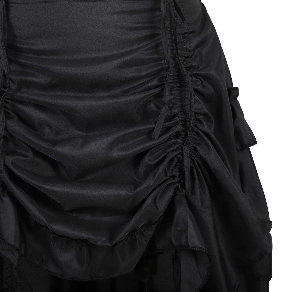Frawirshau Women's Steampunk Victorian Pirate Costume Skirt - Elegant Ruffle High-Low Hem Gothic Lolita Fashion for Cosplay, Renaissance Fairs & Themed Parties
