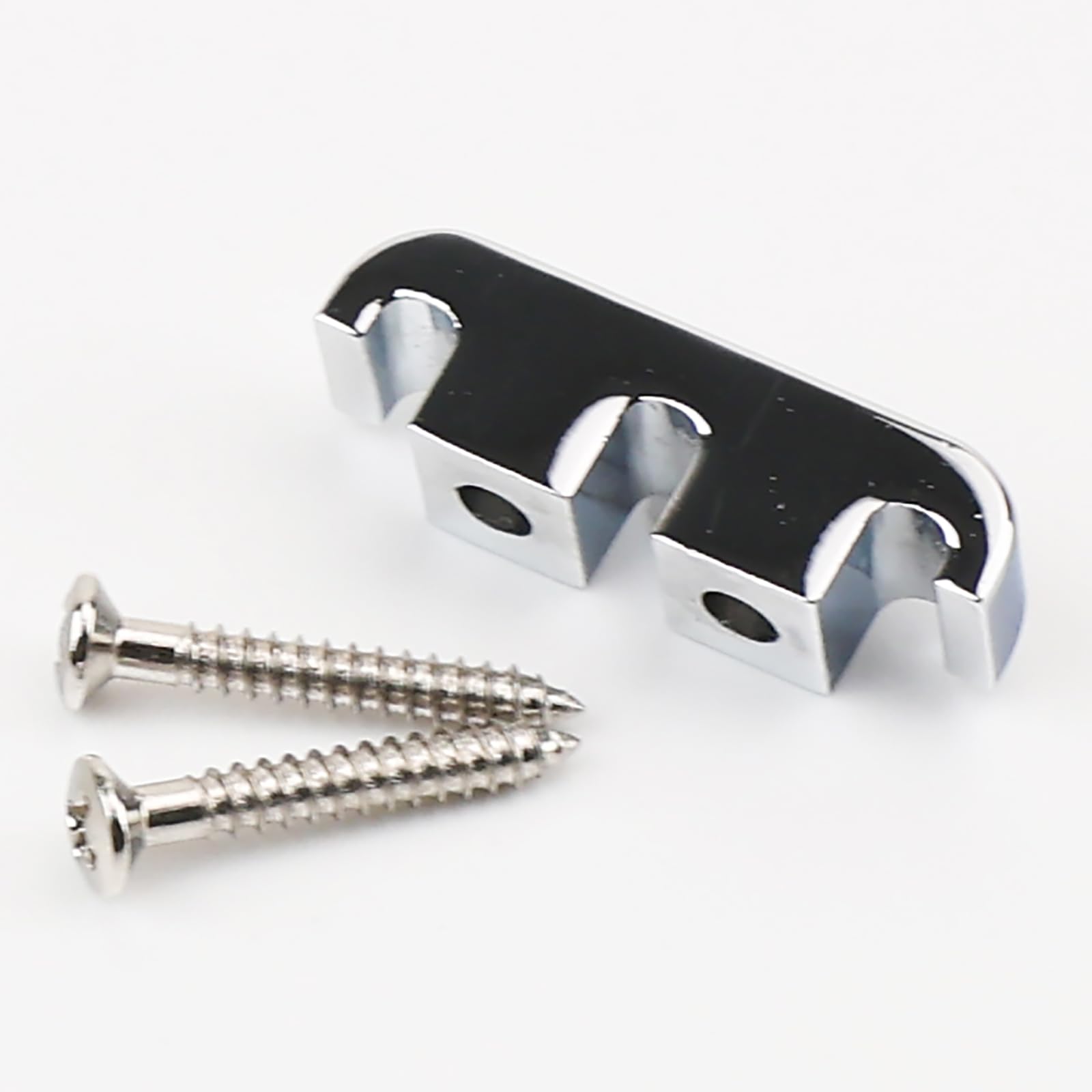 Chrome Bass String Retainer for Electric Bass Guitar - 3-String Guitar Parts with Mounting Screws - Perfect for String Tension Control & Guitar Maintenance