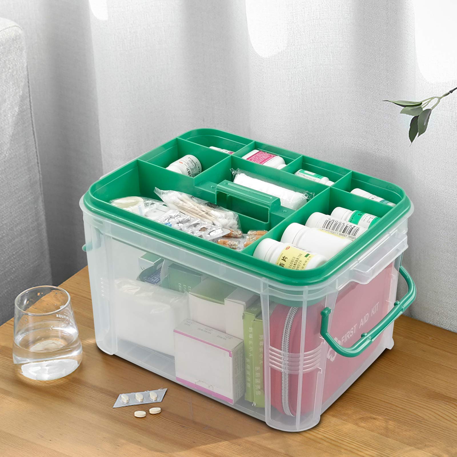 1 Pack Clear Plastic Family First Aid Box - Portable Emergency Medical Storage Kit for Home, Car, Travel & Outdoor Safety | First Aid Supplies Organizer