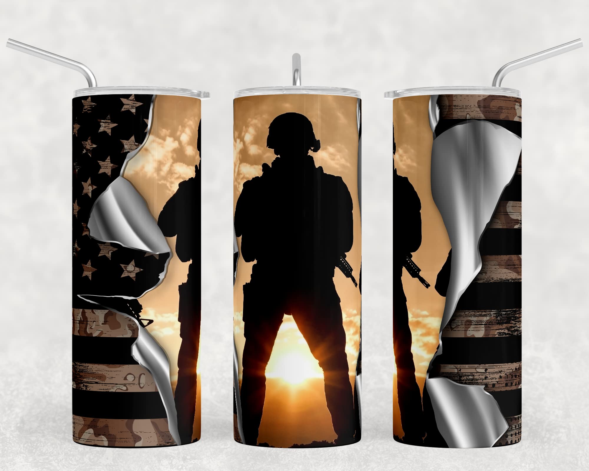 Military Tumbler Sublimation Prints - Ready to Press Heat Transfer Bundle for Custom Insulated Cups, Tumblers & Drinkware - Perfect for DIY Crafts, Gifts & Personalized Drink Containers
