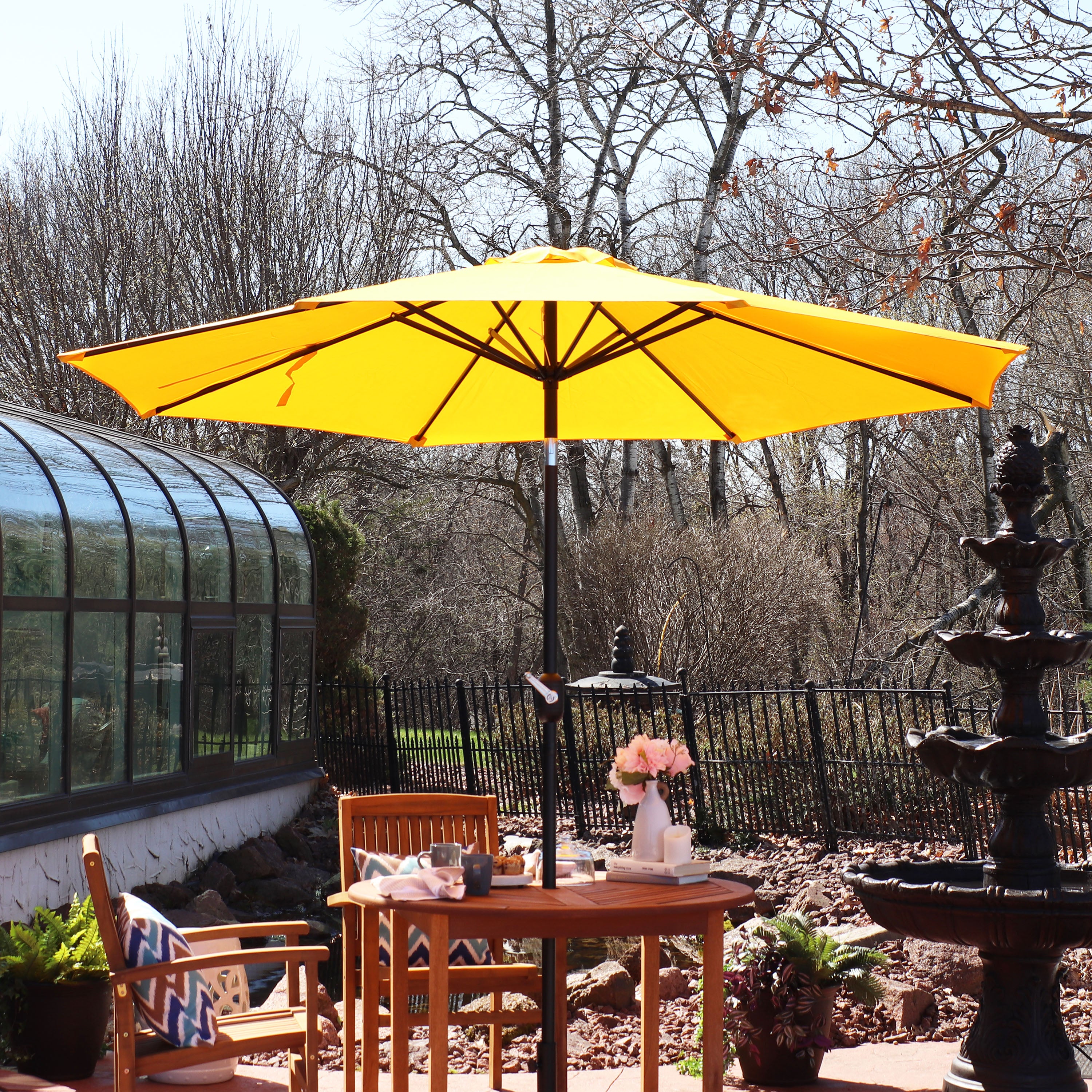 Sunnydaze 9-Foot Aluminum Outdoor Patio Umbrella with Tilt & Crank - Perfect for Poolside, Backyard, Deck, and Garden Shade
